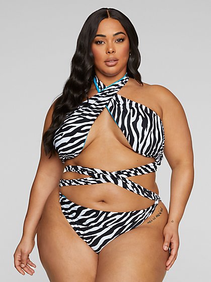 Plus Size Carmen Reversible Crossneck Print Bikini Top - Fashion To Figure