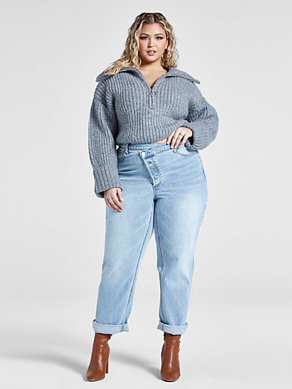 Plus Size Coming Thru Half-Zip Pullover Sweater - Patrick Starrr x FTF - Fashion To Figure