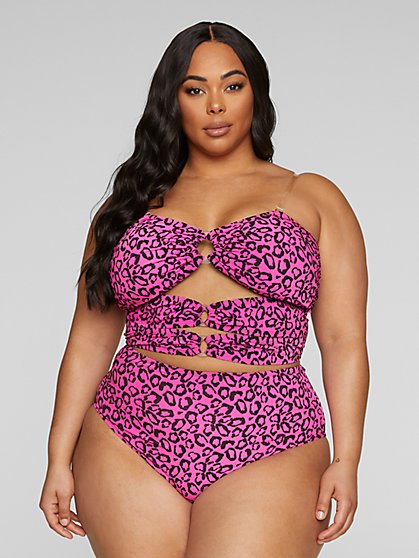 Plus Size Esther Leopard Print Cutout Bikini Top - Fashion To Figure