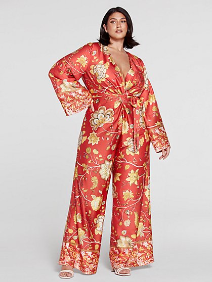 Plus Size Ivette Floral Print Jumpsuit - Fashion To Figure