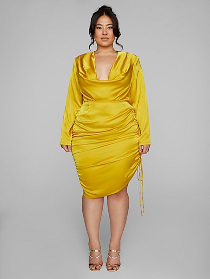 Plus Size Kaley Cowl Neck Ruched Dress - Fashion To Figure