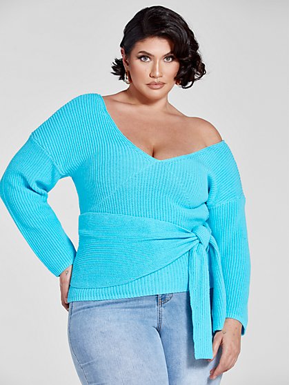 Plus Size Nina Front Tie Sweater - Fashion To Figure