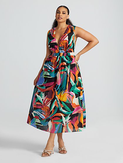 Plus Size Terema Printed V-Neck Maxi Dress - Gabrielle Union x FTF - Fashion To Figure