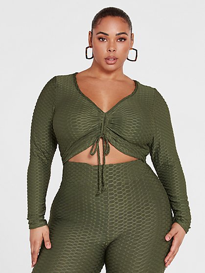 Plus Size Zoe Honeycomb Textured Ruched Top - Fashion To Figure
