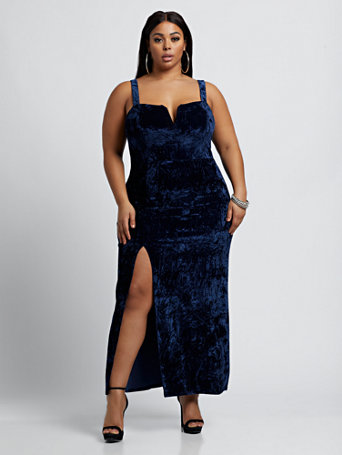 crushed velvet plus size dress
