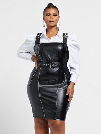 overall leather dress