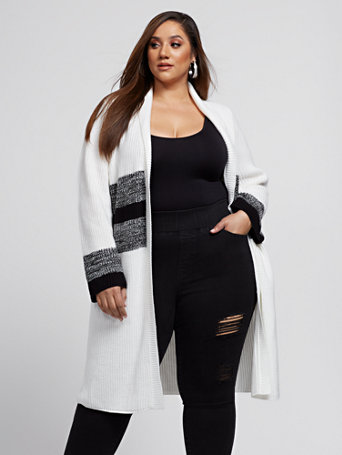 Plus size color block cardigan clearance