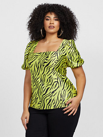 yellow zebra print top