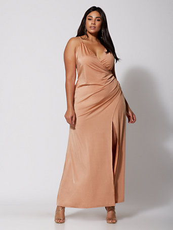 rose gold and black plus size dress