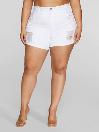 Plus Size Cinched Waist Cuffed Denim 