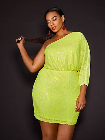 Daria One Shoulder Sequin Mini Dress - Gabrielle Union x FTF in Citrus Cocktail Size 1