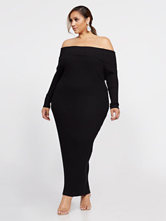 off shoulder sweater dress plus size