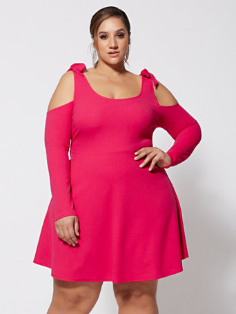 cold shoulder flare dress
