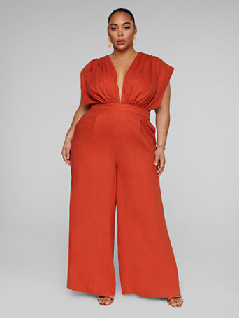 Plus Size Elle Linen Jumpsuit - Gabi 
