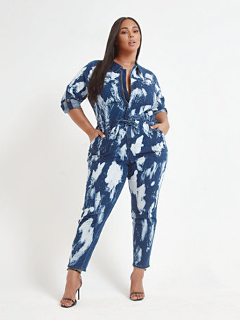 tie dye denim jumpsuit