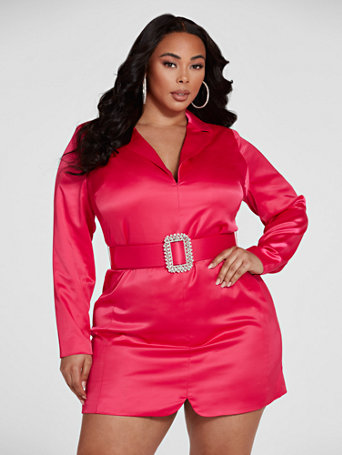 belted satin dress