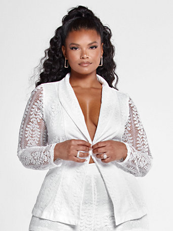 lace white blazer