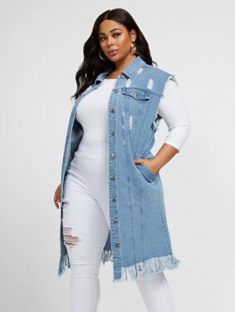 long denim vest
