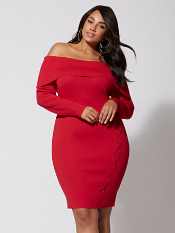 plus size off the shoulder sweater dress