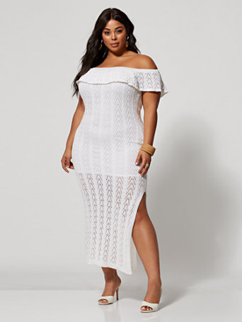 off the shoulder crochet dress