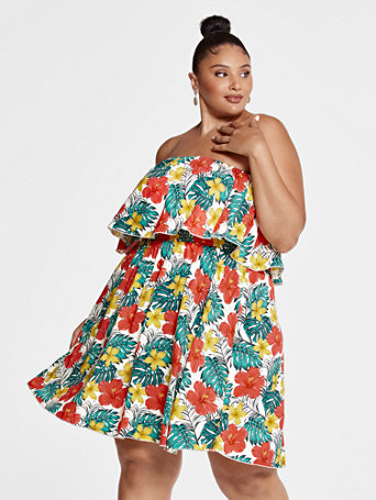 Shoulder Tropical Print Dress | Fashion ...