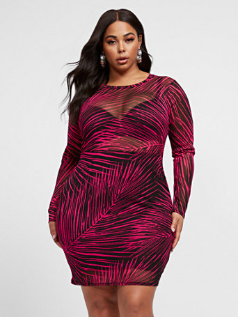 plus size mesh bodycon dress