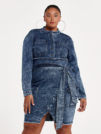 Plus Size Marisa Tie Denim Dress Fashion To Figure | FTF