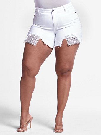 plus size rhinestone shorts