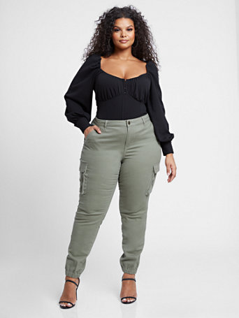 plus size twill joggers