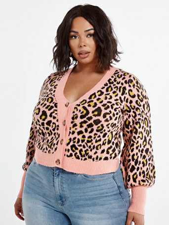 leopard print cropped cardigan