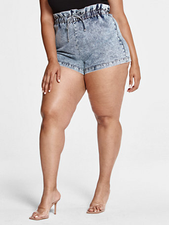 paper bag shorts denim plus size