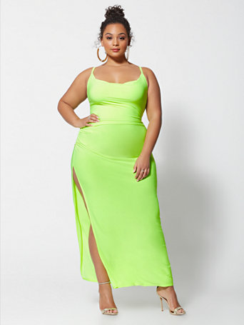 neon green dress plus size