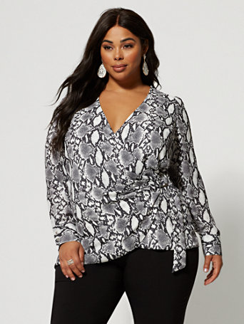 plus size snake print top