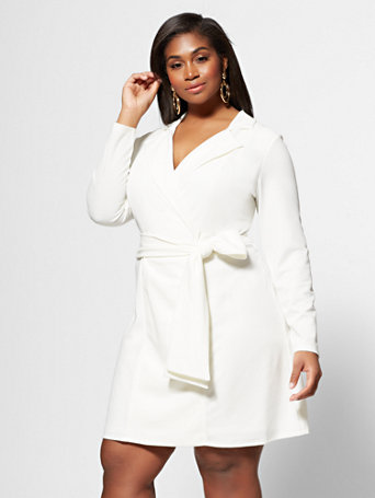 white blazer dress plus size
