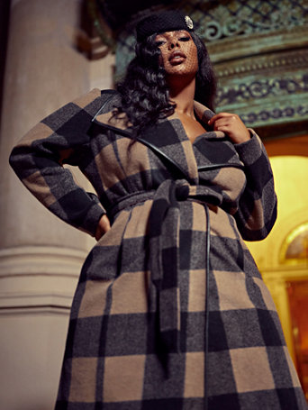 plaid longline coat