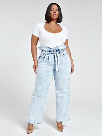 high rise paperbag jeans