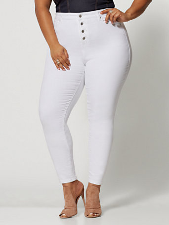 4 button high waist skinny jeans