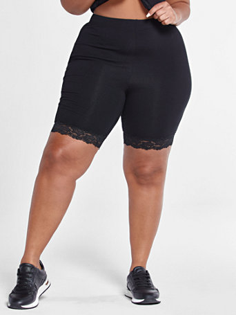 Plus Size Zoe Lace Hem Bike Shorts 