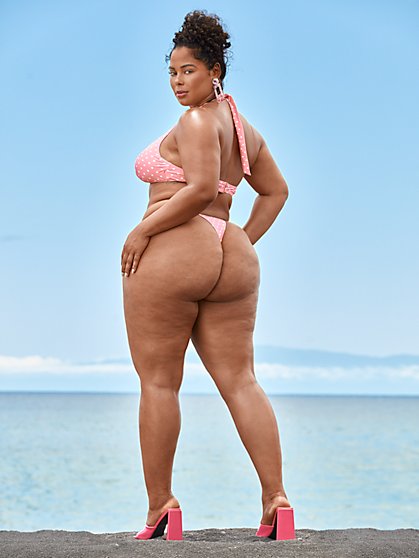Plus Size "Agent Jones" Heart Print Bikini Thong - Tabria Majors X FTF - Fashion To Figure