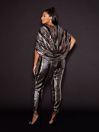 plus size black and silver jumpsuit
