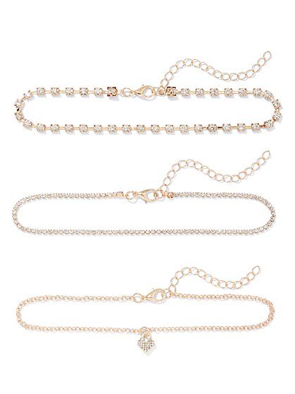 Plus Size 3 Piece Gold Anklet Set - Fashion To Figure