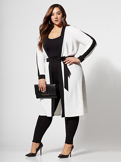 Plus Size Aahani Tie-Waist Duster - Fashion To Figure