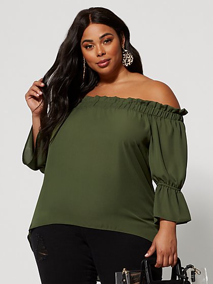 Plus Size Ada Ruffled Off Shoulder Top - Fashion To Figure