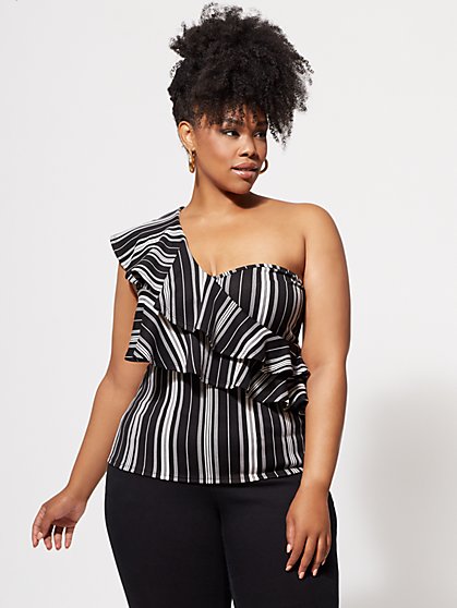 Plus Size Adriana One-Shoulder Top - Fashion To Figure