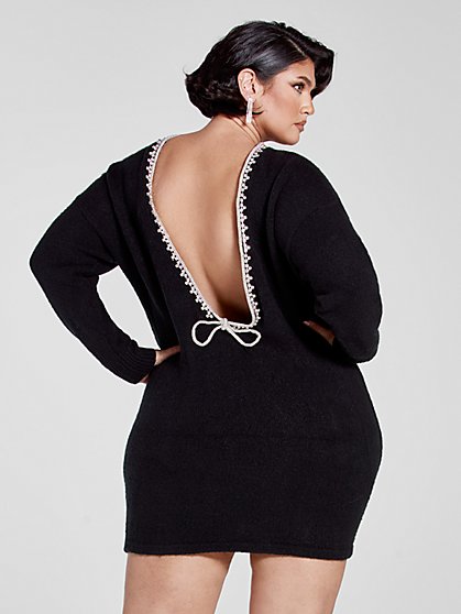 Plus Size Adriana Rhinestone Back Sweater Dress - Fashion To Figure