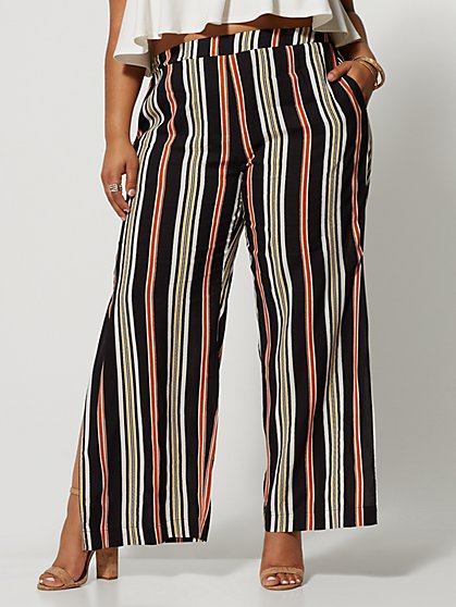 Plus Size Adrie Striped Wide Leg Pants - Fashion To Figure