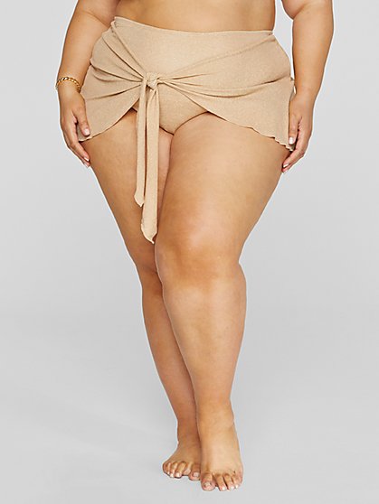 Plus Size Akira Shimmer Tie Front Bikini Bottom - Fashion To Figure