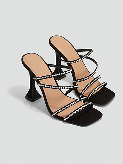 Plus Size Alana Open Toe Rhinestone Detail Heels - Fashion To Figure