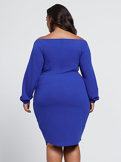 plus size blue cocktail dresses
