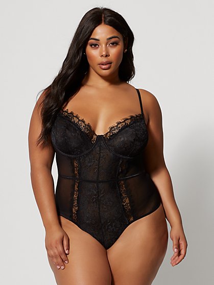Plus Size Alessandra Lace Lingerie Bodysuit - Fashion To Figure